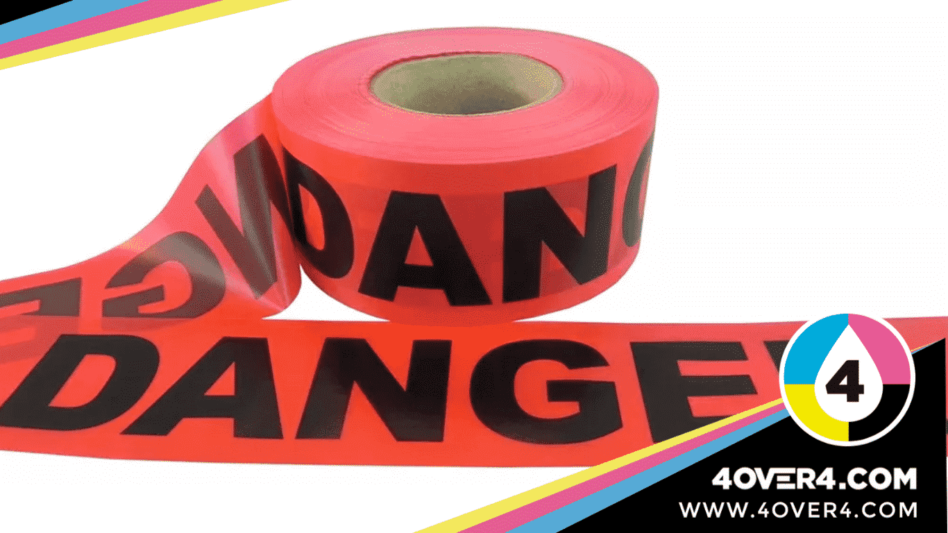 Red color danger warning barricade tape