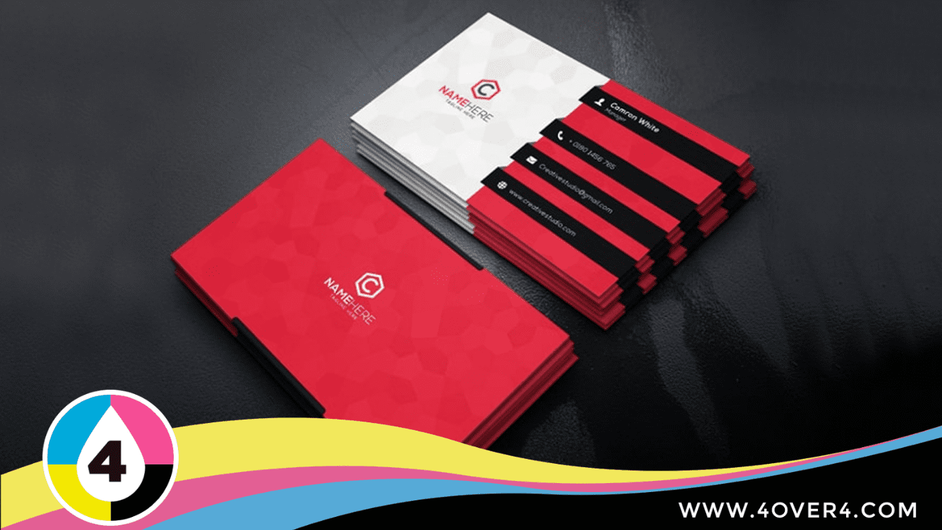 How Many Business Cards Does an Entrepreneur Need 3 Combination of red, black, and white card printed on front and rear sides