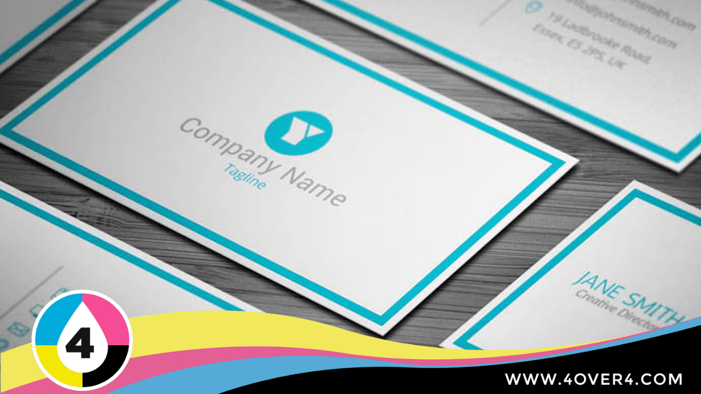 White-business-cards-template-with-blue-border-line