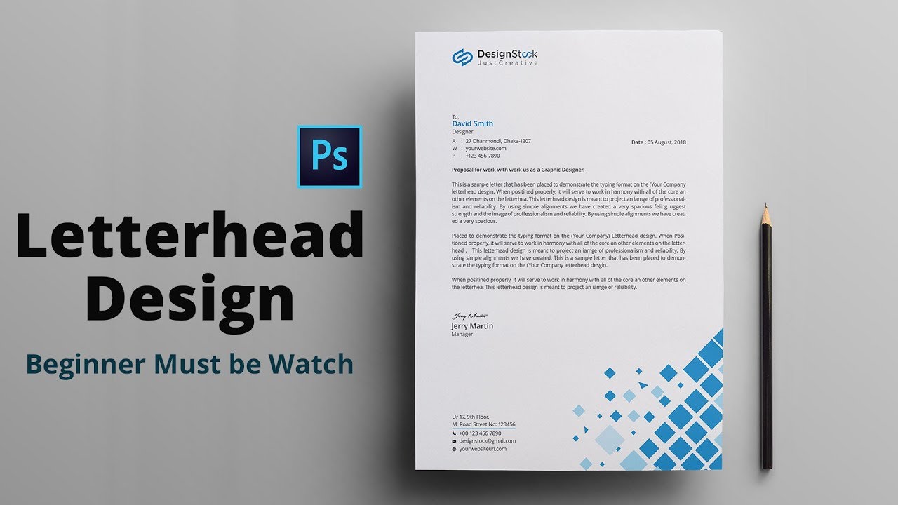 Best Custom Letterhead Design in Photoshop Tutorial