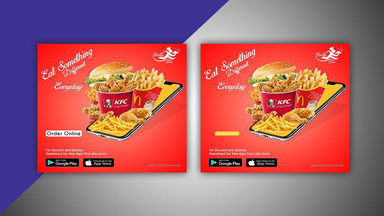 Fast Food App Promotion Attractive Custom Banner Design