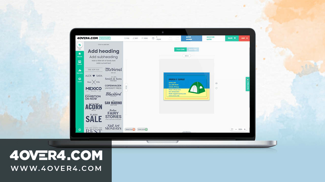 How To Use The 4OVER4 Free Business Card Design Tool